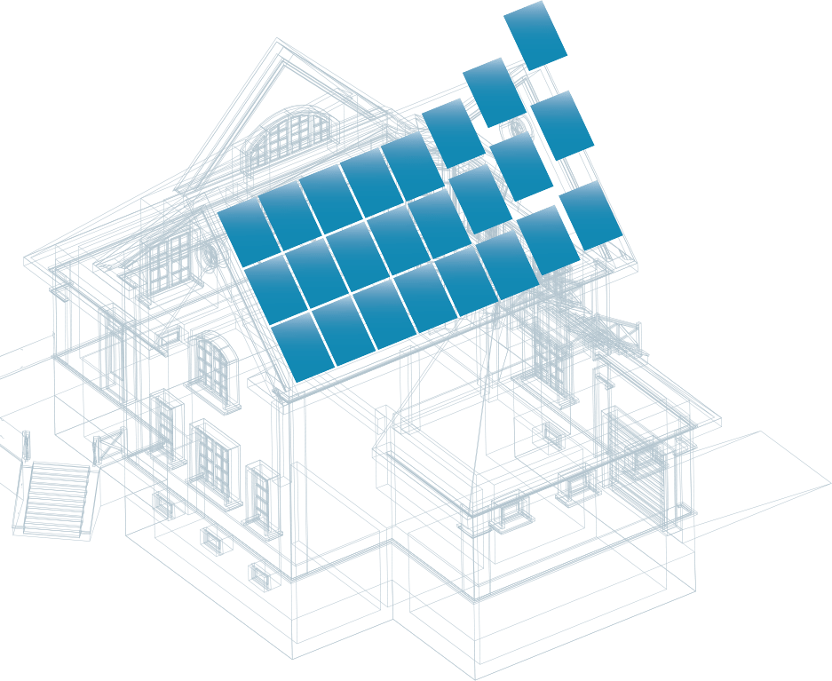rentgenski prikaz hiše s postavitvijo sončne elektrarne